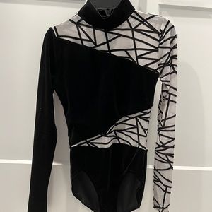 weissman geo flocked velvet leotard